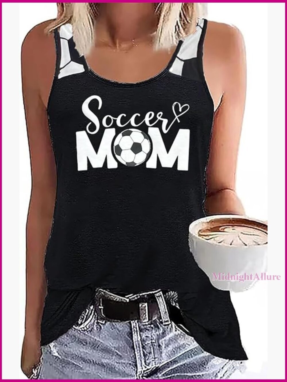 Womens Soccer Mom Tank Top - Sleeveless Letter Print Summer Workout Vest